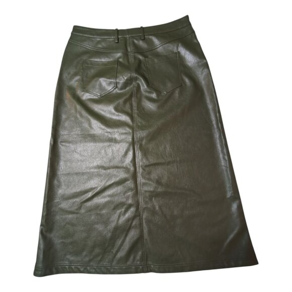 Pilcro The Madi Faux Leather Front Slit Maxi Skirt Anthropologie Army Green Size - Picture 3 of 12